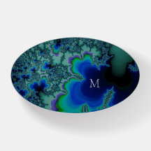 Blue Lagoon Fraktal Abstrakt mit Monogramm