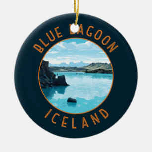 Blue Lagoon Island Distressed Circle Keramik Ornament