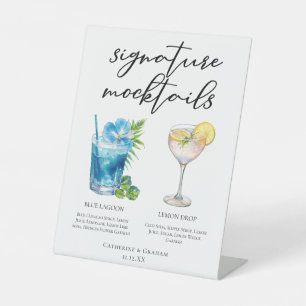Blue Lagoon Lemon Drop Hochzeits-Mocktails-Menü Sockelschild