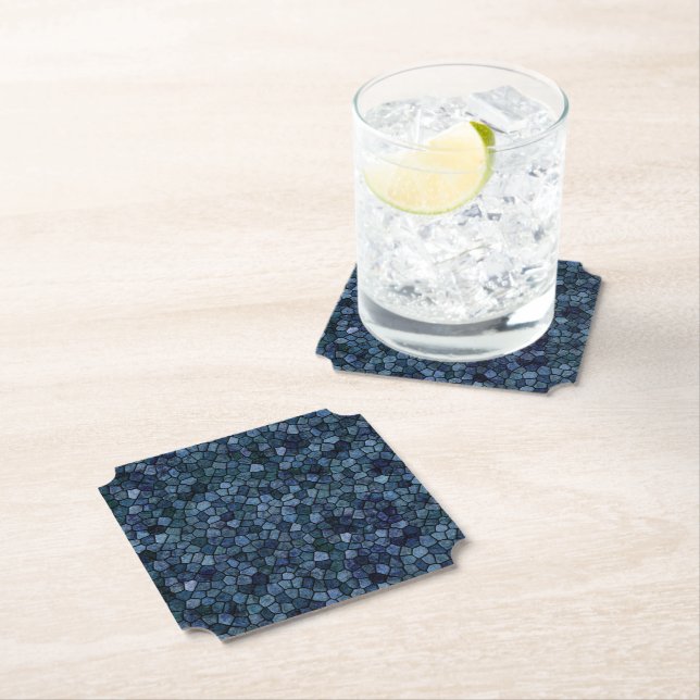 Blue Lagoon Midnight Cobbled Patchwork Terrazo Pat Untersetzer (Vor Ort)
