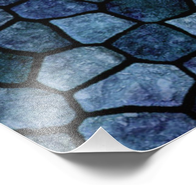 Blue Lagoon Mitternacht Pflasterstein Patchwork Te Fotodruck (Ecke)