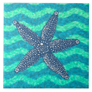 Blue Lagoon Nautic Starfish Design Fliese