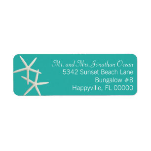 Blue Lagoon Starfish Couple Skinny Address Labels