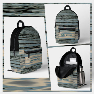 Blue Lake Blue Beige Black Wavy Streifen Bedruckter Rucksack