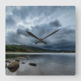 Blue Lake Clock Quadratische Wanduhr
