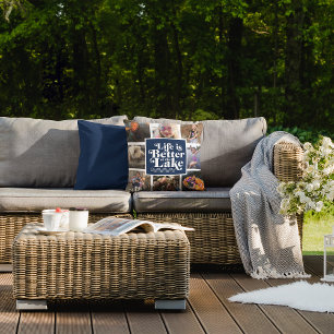 Blue Lake Life Family Foto Collage Kissen