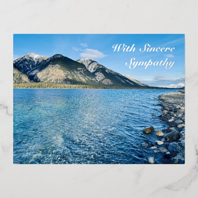 Blue Lake Mountains Silver Foil Beileid Postkarte (Vorderseite)