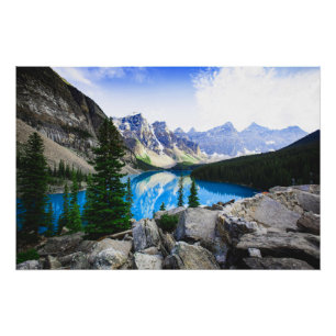 Blue Lake Rocky Mountain Pine Forest Poster