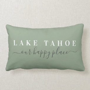 Blue Lake Tahoe Happy Place Lumbar Pillow Lendenkissen