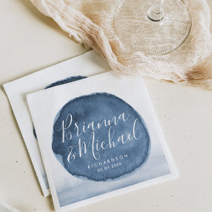 Blue Lake Water Stain   Personalisierte Hochzeit Serviette