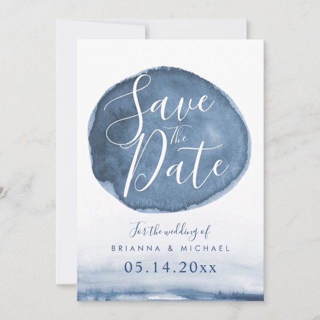 Blue Lake Water Stain | SAVE THE DATE (Vorderseite)