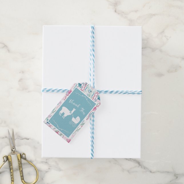 Blue Lama Boy Baby Dusche Geschenkanhänger (Mit Garn)