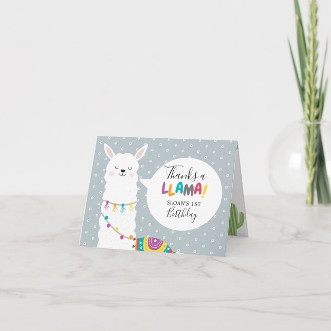 Blue Lama Cactus Foto Vielen Dank Karte (Vorderseite)