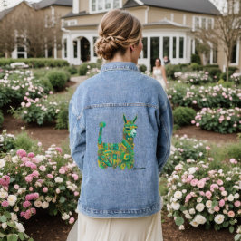 Blue Lama Floral Folk Art Jeansjacke