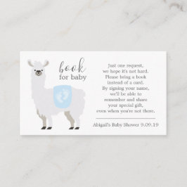 Blue Lama Polka Dot Book Request Baby Dusche Begleitkarte