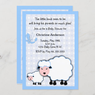 Blue Lamb Baby Boy Dusche Einladung