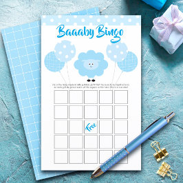 Blue Lamb Baby Dusche Niedlich Sweet Bingo Game Ca