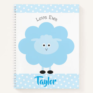 Blue Lamb Liebe Ewe Individuelle Name Script Niedl Notizbuch