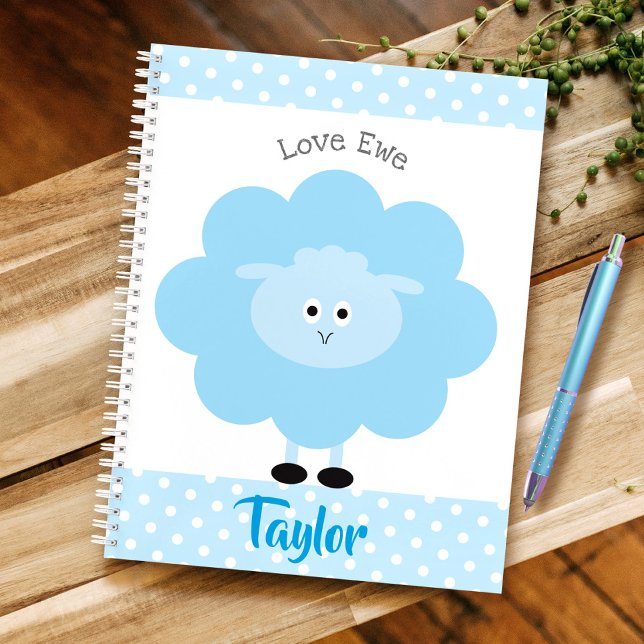 Blue Lamb Liebe Ewe Individuelle Name Script Niedl Notizbuch (Von Creator hochgeladen)