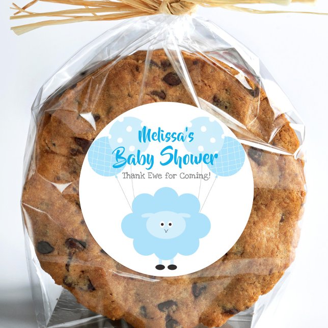 Blue Lamb Sweet Boy Baby Dusche Danke Niedlich Runder Aufkleber (Von Creator hochgeladen)