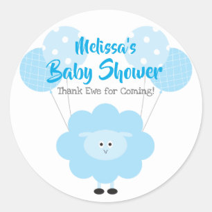 Blue Lamb Sweet Boy Baby Dusche Danke Niedlich Runder Aufkleber