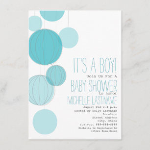 Blue Lanterns Boy Baby Dusche Einladung