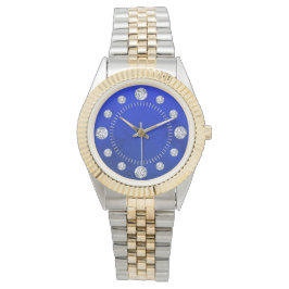 Blue Lapis Diamond Solitaire Dial Steel Gold Armbanduhr