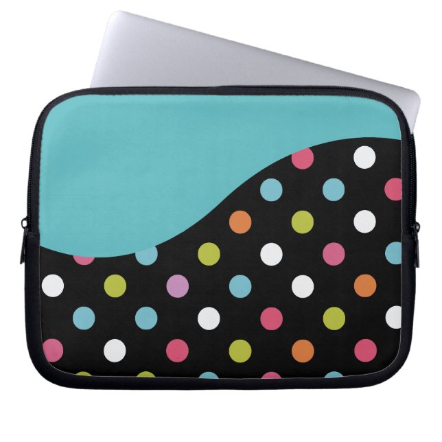 Blue Laptop Sleeve Polka Dot (Vorderseite)