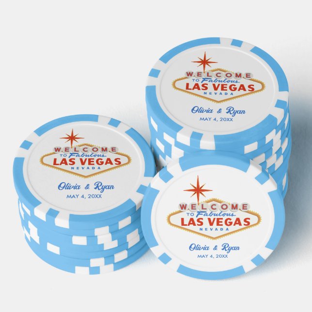 Blue Las Vegas Poker Chip Gastgeschenk Hochzeit (Stapel)