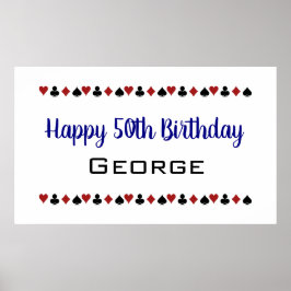 Blue Las Vegas Style Casino Card Anzüge Geburtstag Poster