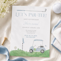 Blue lass's par tee Golf Birthday Einladung