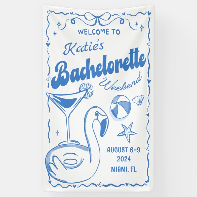 Blue Last Toast Beach Bachelorette Weekend Banner (Vertikal)