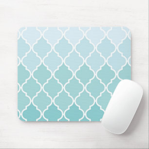 Blue Latticework, Ombre, Quatrefoil, Trellis Mousepad