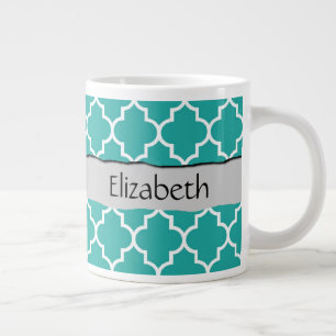 Blue Latticwork, Quatrefolie, Trellis, Ihr Name Jumbo-Tasse