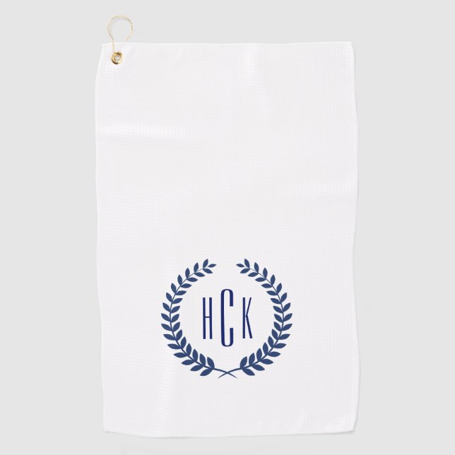 Blue Laure Wreat Monogram. Golfhandtuch (Vorderseite)