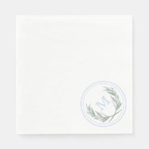 Blue Laurel Wappen Paper Napkins
