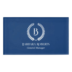 Blue Laurel Wreath Custom Monogram Namenschild