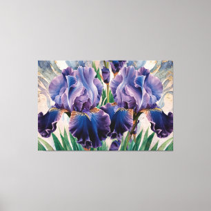 *~* Blue Lavender IRIS Irises Vintages Blumenferns Leinwanddruck
