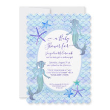 Blue Lavender Mermaid Watercolor Baby Dusche