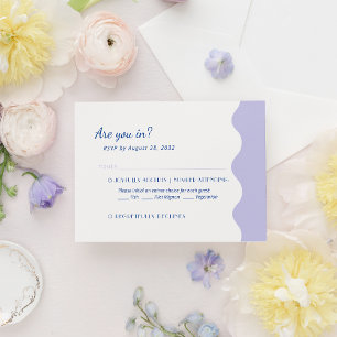 Blue Lavender Wave Scallop Monogram Menu Wedding RSVP Karte