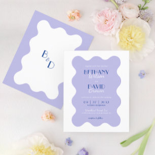 Blue Lavender Wave Scallop Monogram Wedding