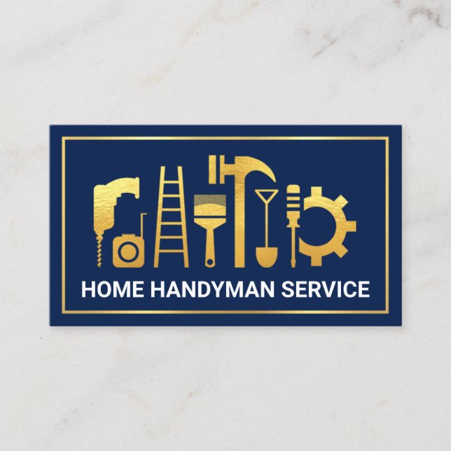 Blue Layer Gold Frame Gebäude Visitenkarte (Vorderseite)