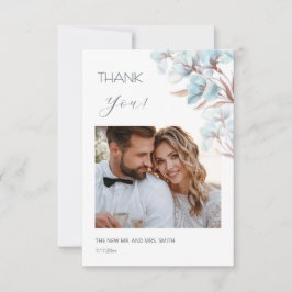 Blue Layered Flowers Wedding Thank You Card Dankeskarte