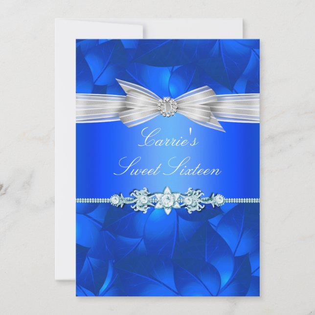 Blue Leaf & Bow 16 . Geburtstag Einladung (Vorderseite)