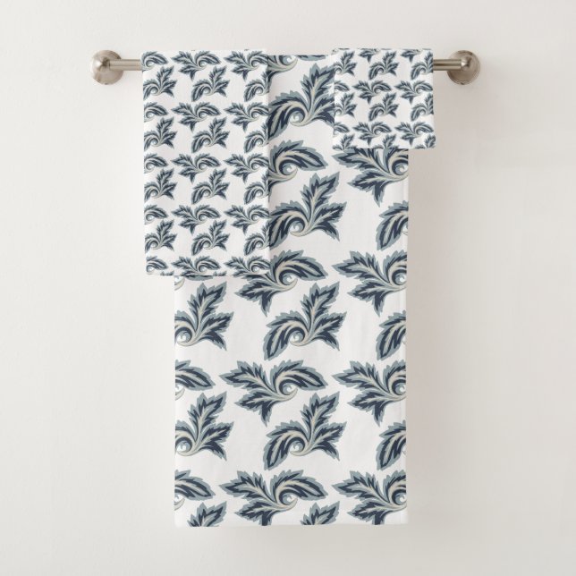 Blue Leaf Designer Handtuch Set (Insitu)