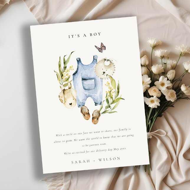 Blue Leafy Foliage Bekleidung Baby Ankündigung (Von Creator hochgeladen)