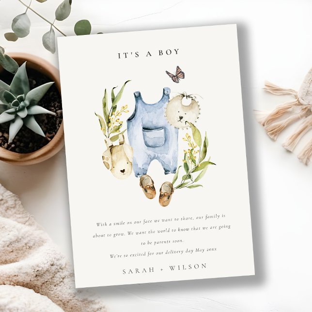 Blue Leafy Foliage Bekleidung Baby Ankündigung (Von Creator hochgeladen)