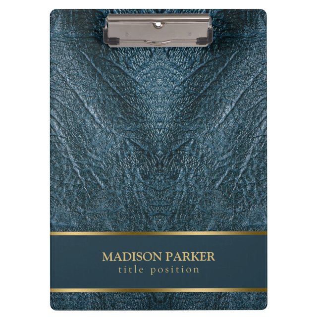Blue Leather Gold Accents Klemmbrett (Vorderseite)