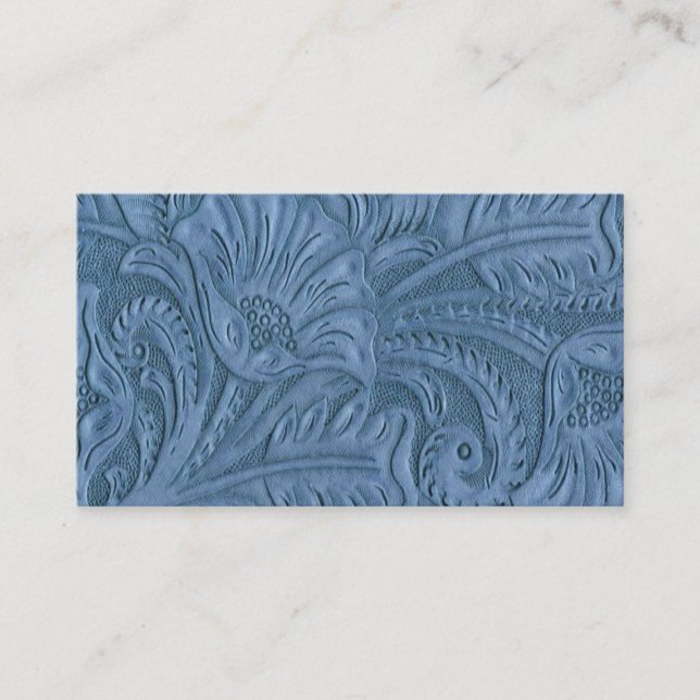 Blue Leather Print Business Cards Visitenkarte (Vorderseite)