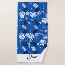 Blue leaves romantic garden badhandtuch set